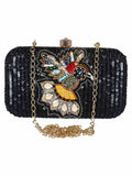 Adorn Embellished Faux Silk Clutch