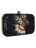 Adorn Embellished Faux Silk Clutch