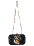 Adorn Embellished Faux Silk Clutch